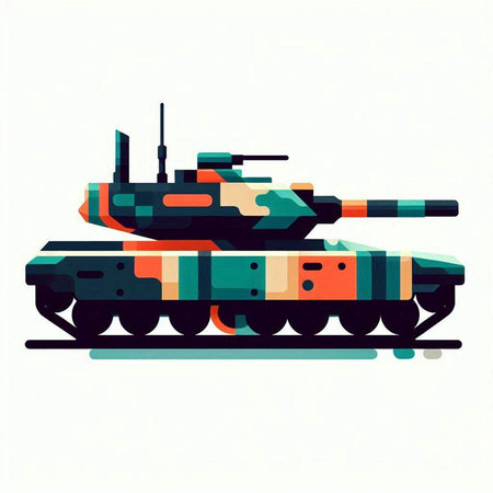 Military tank on a white background. Side view. Vector illustration.のイラスト素材