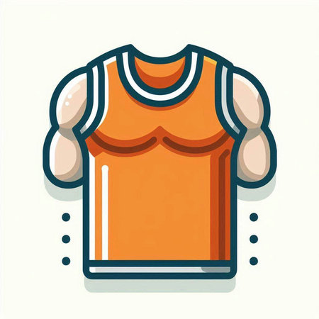 Orange t-shirt on a white background. Vector illustration in flat style.のイラスト素材
