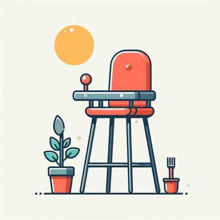 Vector illustration of a chair in a flat style with a plant.のイラスト素材