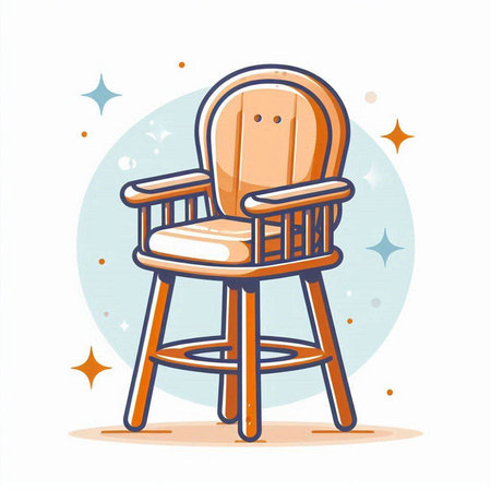 Vector illustration of a cute cartoon chair on a white background in flat style.のイラスト素材