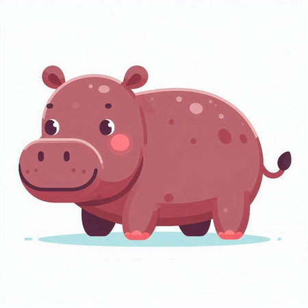Cute cartoon hippopotamus on white background. Vector illustration.のイラスト素材