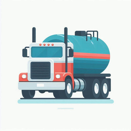 Tanker truck on white background. Vector illustration in flat style.のイラスト素材