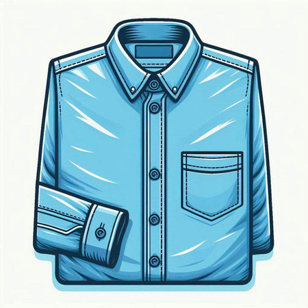 Vector illustration of a blue shirt with a pocket and a leather beltのイラスト素材