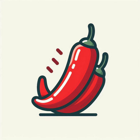 Chili pepper icon. Vector illustration of red hot chili pepper.のイラスト素材