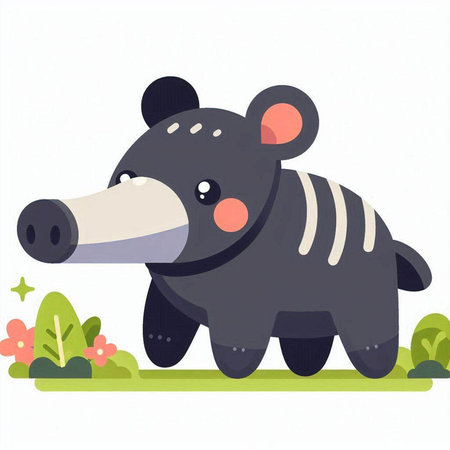 Cute cartoon animal on white background. Vector illustration in flat style.のイラスト素材