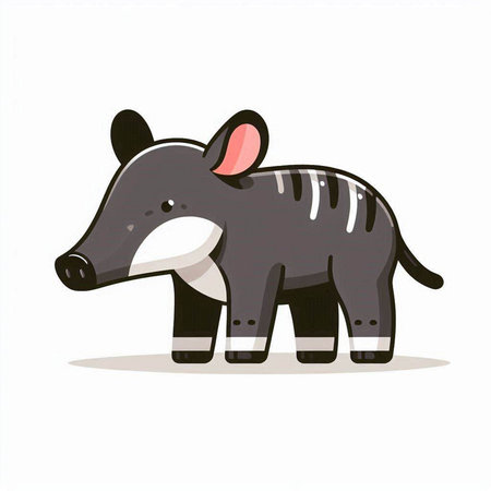 vector illustration of a cute cartoon tapir isolated on a white backgroundのイラスト素材