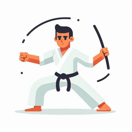 Taekwondo. Vector illustration in a flat style on a white background.のイラスト素材