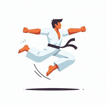 Martial arts, karate, taekwondo. Vector illustration in cartoon styleのイラスト素材