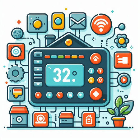 Flat design modern vector illustration concept of smart home automation system.のイラスト素材