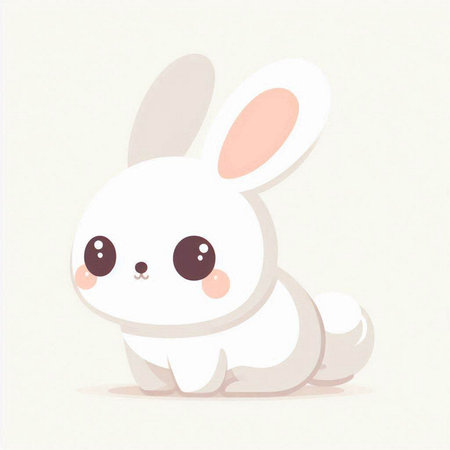 Cute cartoon bunny on white background. Vector illustration of cute animal.のイラスト素材