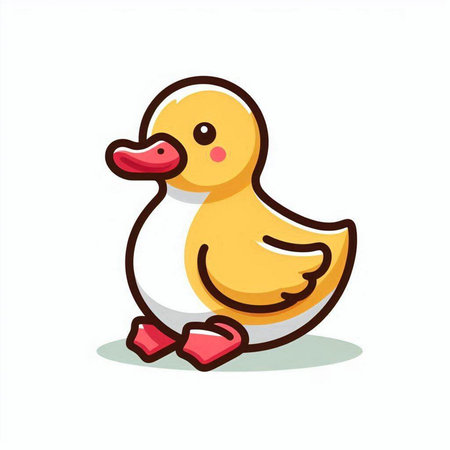 Cute duck cartoon. Vector illustration isolated on a white background.のイラスト素材