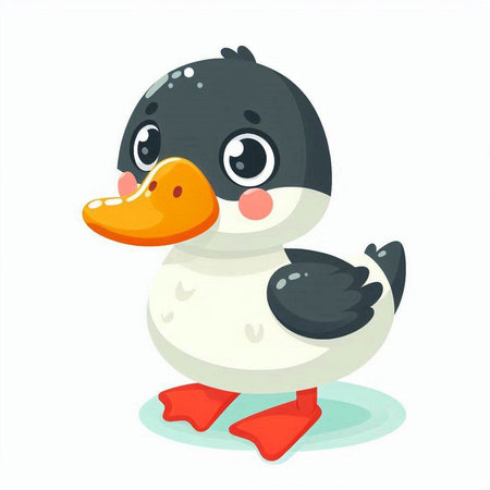 Cute cartoon duck. Vector illustration isolated on a white background.のイラスト素材