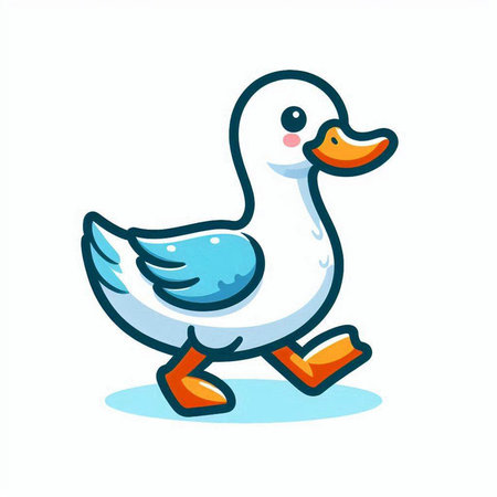 duck running isolated on white background. vector illustration in cartoon styleのイラスト素材