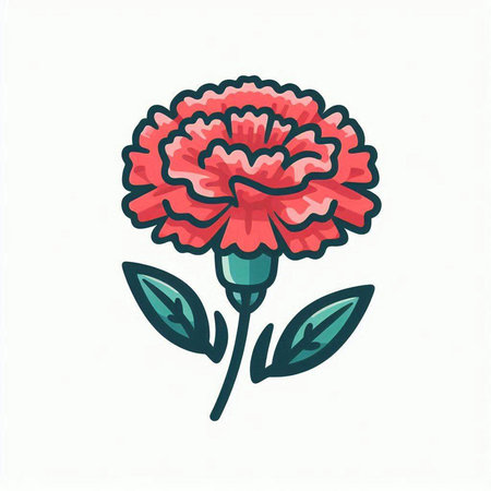 Carnation flower icon, vector illustration, isolated on white background.のイラスト素材