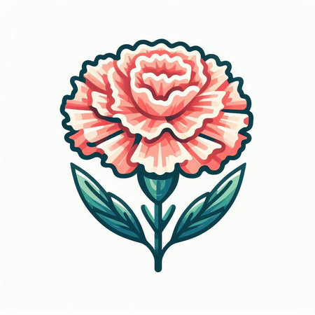 Carnation flower vector illustration. Hand drawn doodle style.のイラスト素材