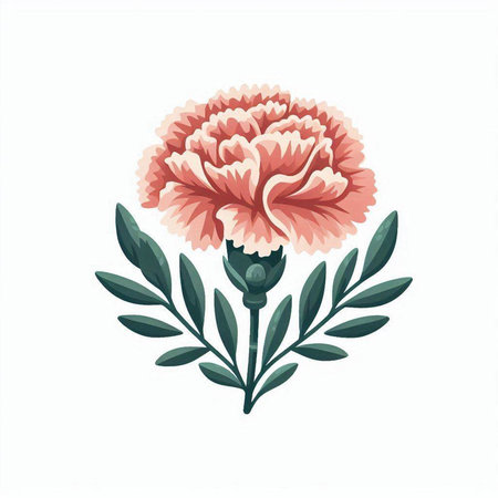 Carnation flower vector icon isolated on white background. Vector illustration.のイラスト素材