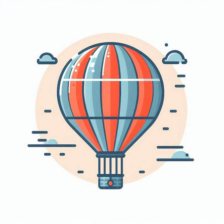 Hot air balloon icon. Vector illustration of aerostat in flat style.のイラスト素材