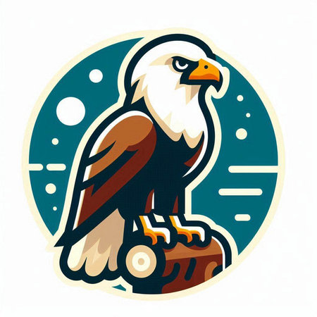 Eagle vector illustration. American eagle with a skateboard in the background.のイラスト素材
