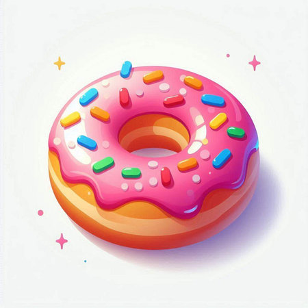 Donut with pink glaze and sprinkles. Vector illustration.のイラスト素材