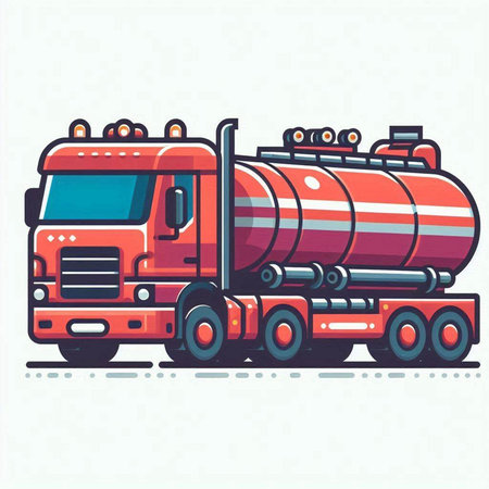 Tanker truck isolated on white background. Vector illustration in flat style.のイラスト素材