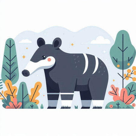 Vector illustration of a cute bear in the forest. Flat style.のイラスト素材