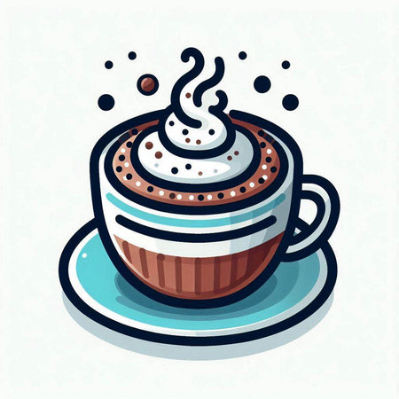 Coffee cup with whipped cream on a white background. Vector illustration.のイラスト素材
