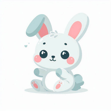 Cute cartoon bunny. Hand drawn vector illustration isolated on white background.のイラスト素材