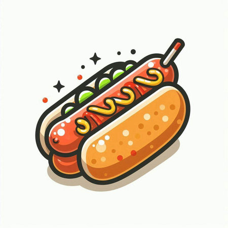Hot dog icon. Vector illustration. Isolated on white background.のイラスト素材