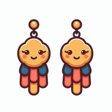 Cute earrings. Vector illustration. Isolated on white background.のイラスト素材