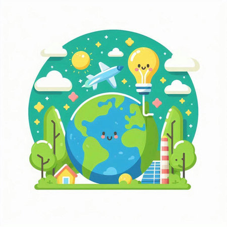 Vector illustration of Earth Day. Cute cartoon flat style. Vector illustration.のイラスト素材