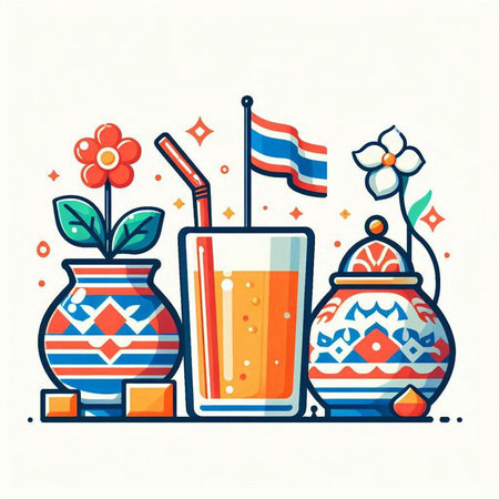 Cocktail and jug. Vector illustration in flat linear style.のイラスト素材