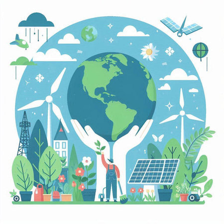 Ecology, save the planet, save the earth vector illustration.のイラスト素材