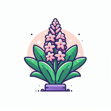 Hyacinth flower in pot. Vector illustration in flat style.のイラスト素材