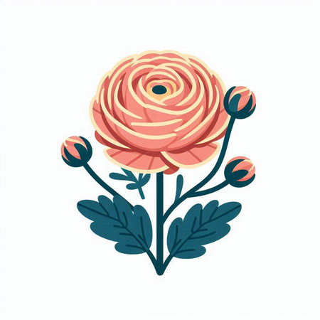 Cute hand drawn rose flower vector illustration isolated on white background.のイラスト素材