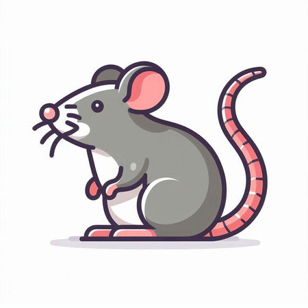 Illustration of cute mouse on white background. Vector illustration in cartoon style.のイラスト素材