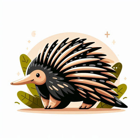 Hedgehog vector illustration isolated on white background. Exotic animal.のイラスト素材