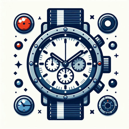 Vector illustration of a watch on a white background. Vector illustration.のイラスト素材