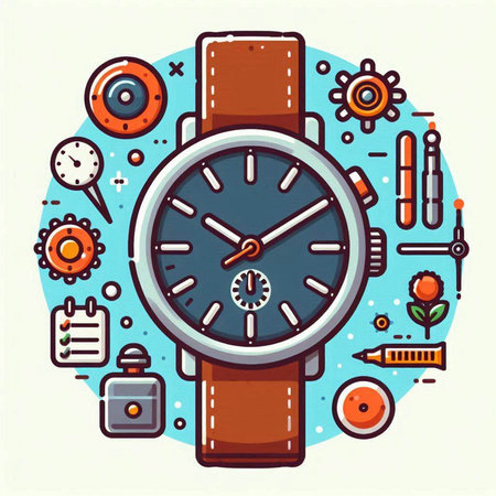 Wristwatch. Modern flat style vector illustration for web and mobile applicationsのイラスト素材