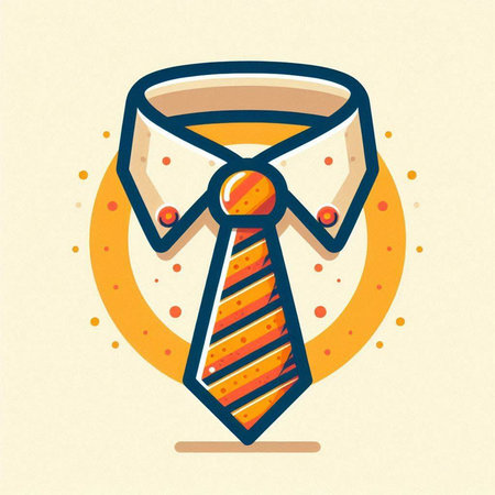 Illustration of a necktie with a circle on a light backgroundのイラスト素材