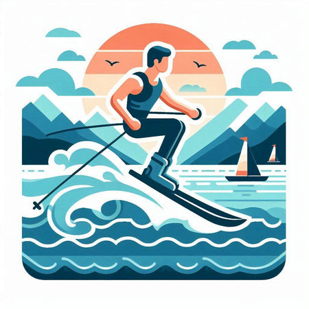 Real estate agency concept. Vector illustration in flat cartoon style. Businessman working with laptop, tablet pc and house on city background.のイラスト素材