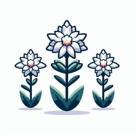 Illustration of a set of white flowers on a white background.のイラスト素材
