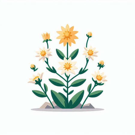 Flower vector illustration. Flat design style. Isolated on white background.のイラスト素材