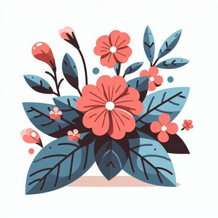 Floral bouquet isolated on white background. Vector illustration in flat style.のイラスト素材