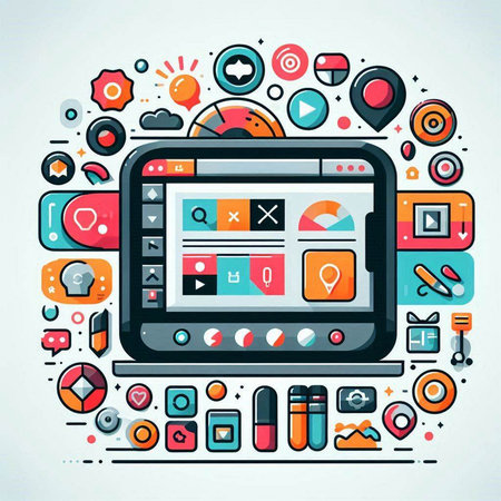 Flat line design concept for web and mobile applications. Vector illustrationのイラスト素材