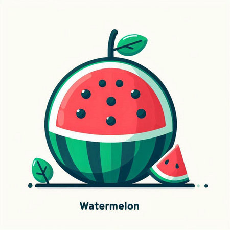 Watermelon icon. Vector illustration of a watermelon on a white background.のイラスト素材
