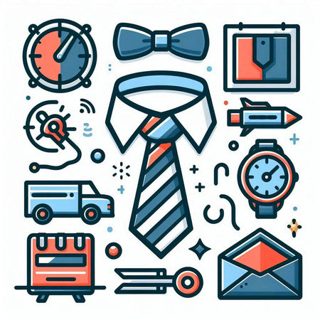 Line icons set of business and office objects. Modern vector illustration.のイラスト素材
