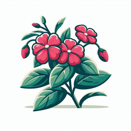 Illustration of a red flower isolated on a white background - vectorのイラスト素材