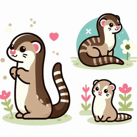 Cute otters collection in vector format very easy to edit.のイラスト素材
