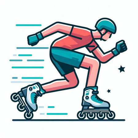 Roller skates. Vector illustration of a man on roller skates.のイラスト素材