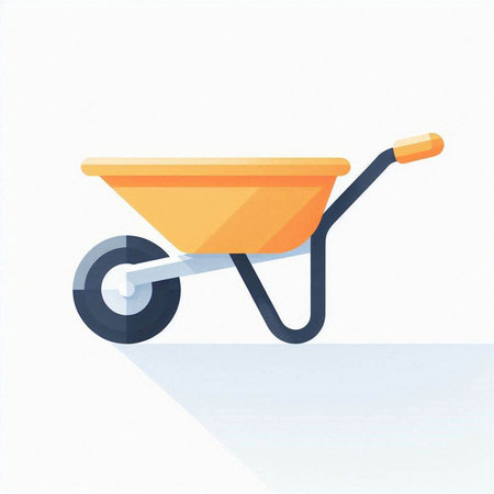 Wheelbarrow icon. Vector illustration of a wheelbarrow.のイラスト素材